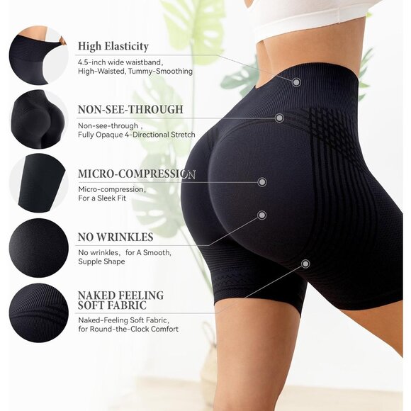 ⚡Women’s Scrunch Butt Lifting Shorts High Waist Seamless Tummy Control Workout - Picture 5 of 6